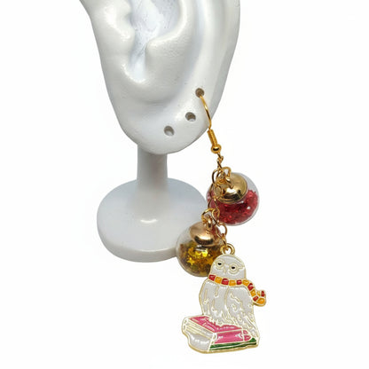 Gryffindor Owl & Glitter Globe Cluster Earrings