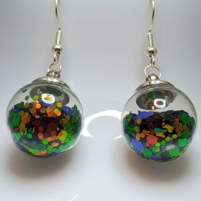 Autumn Night Glitter Globe Earrings