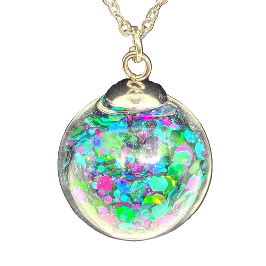 Nightswimming Multicolor Glitter Globe Necklace