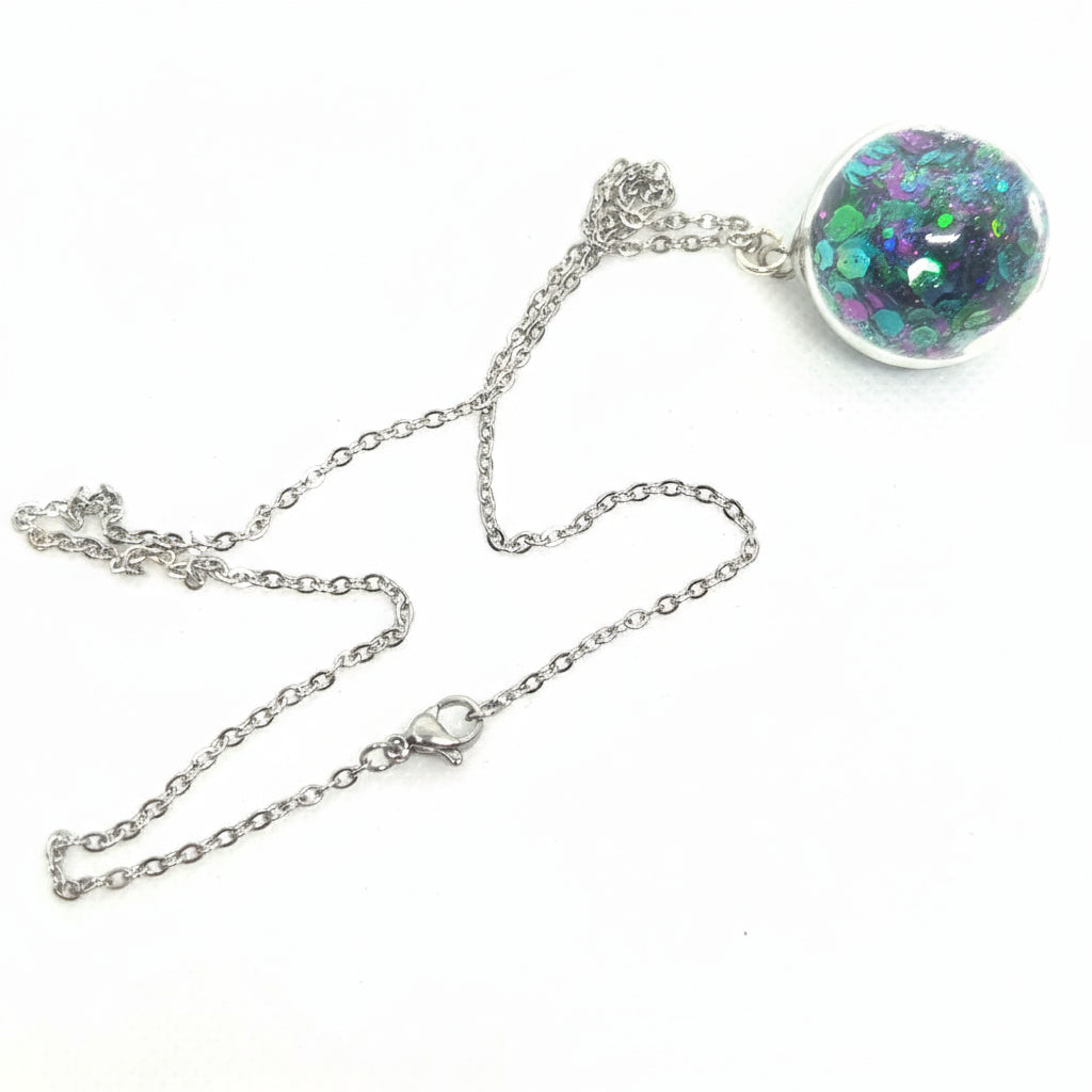 Nightswimming Multicolor Glitter Globe Necklace