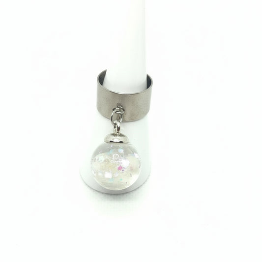 Glow-in-the-Dark Rhinestone Globe Ring on Adjustable Silver Band