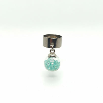 Mint Green Rhinestone Globe Ring on Adjustable Silver Band