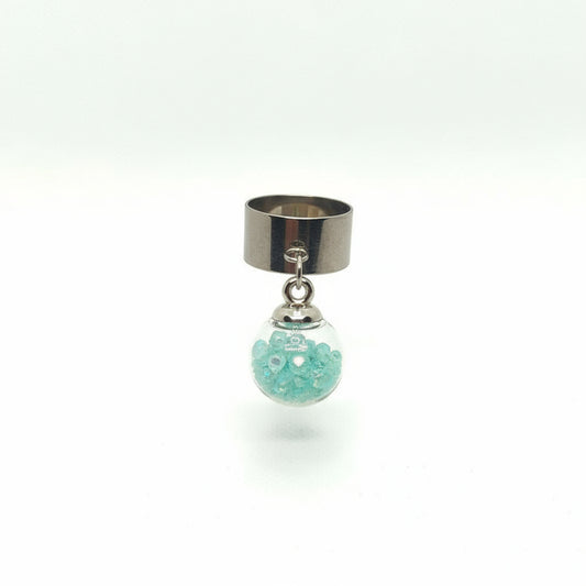 Mint Green Rhinestone Globe Ring on Adjustable Silver Band