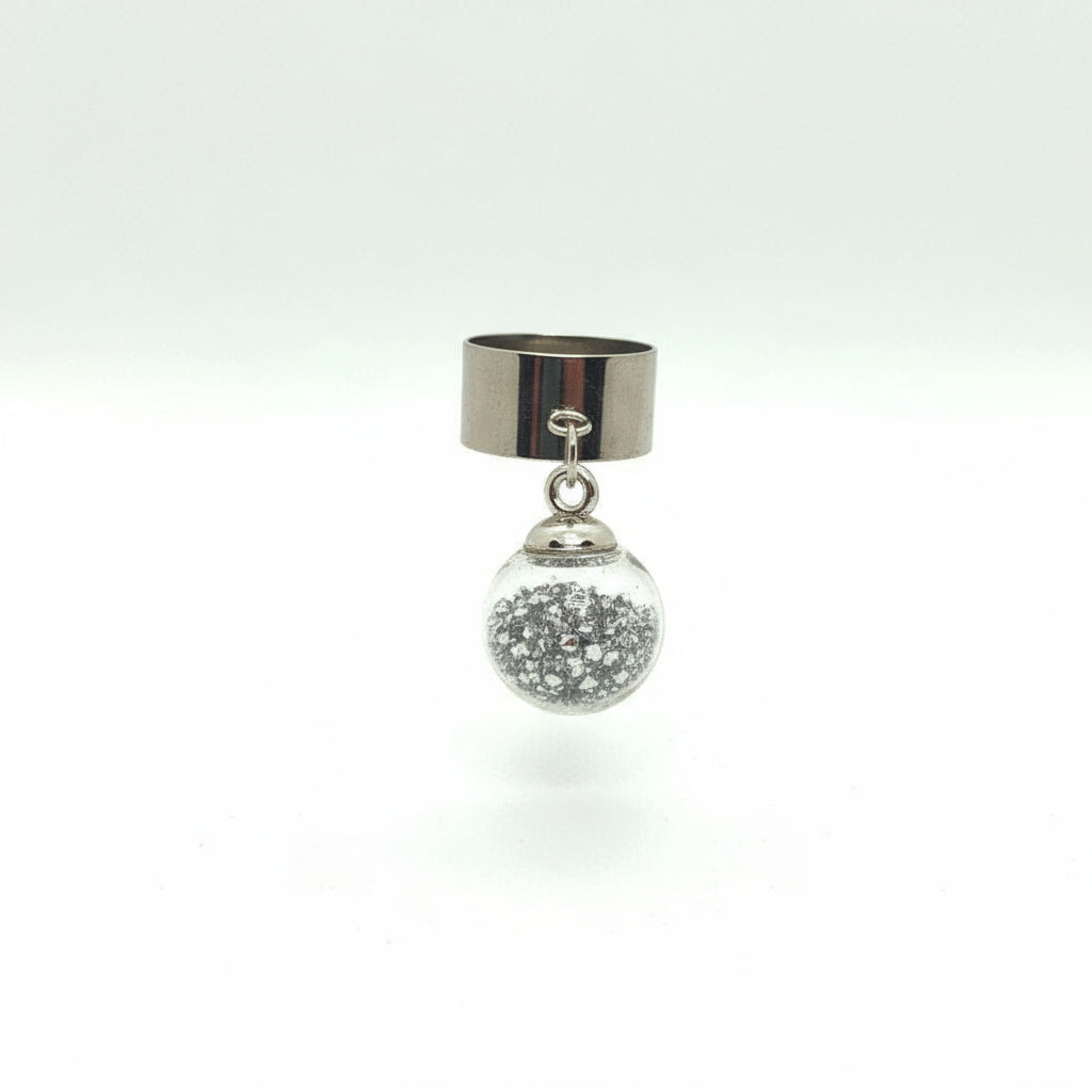 Silver Rhinestone Globe Ring on Adjustable Silver Band