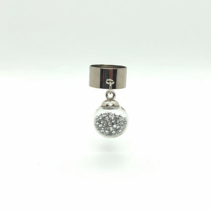 Silver Rhinestone Globe Ring on Adjustable Silver Band