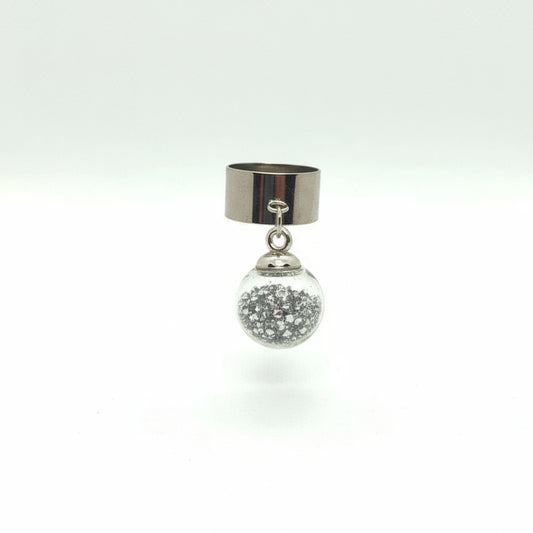 Silver Rhinestone Globe Ring on Adjustable Silver Band