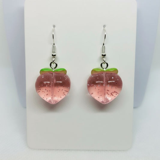 Translucent Peach Acrylic Resin Earrings on Silver Hooks 